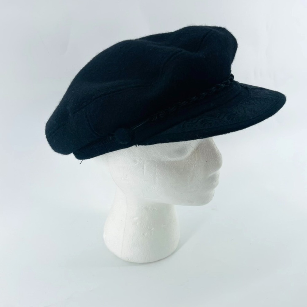 Authentic Greek Fishermans Cap Sz L 7 3/8 Black Wool Nylon Made In Greece Fatios